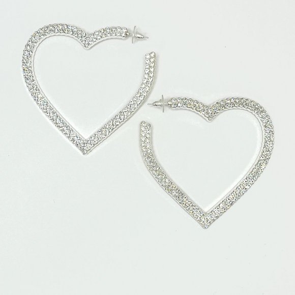 Dazzling Heart-Shaped Hoop Earrings - Picture 6 of 6